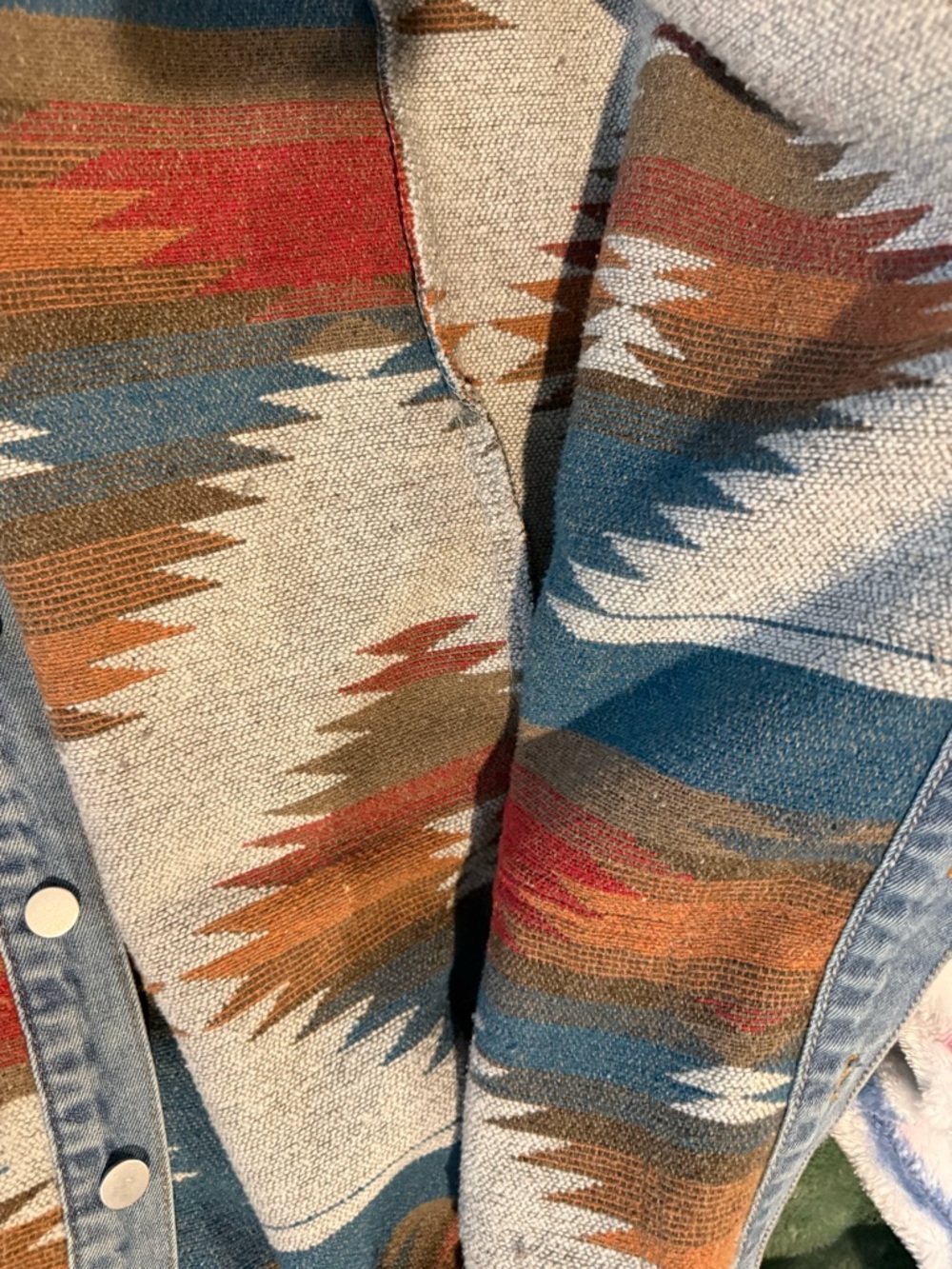 Southwestern Pattern Denim Jacket with Aztec Stripe - Picture 3 of 3